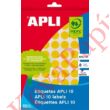 Kép 2/2 - Etikett APLI kör 10mm sárga kézzel írható 1008 etikett/csomag