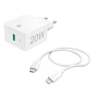 Hálózati adapter HAMA USB-C 20W + Lightning kábel fehér