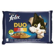 Állateledel alutasakos FELIX Fantastic DUO macskáknak házias válogatás aszpikban 4x85g