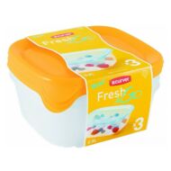 Ételtartó doboz szett CURVER Fresh&Go szögletes műanyag 3 db-os 3x0,8L sárga
