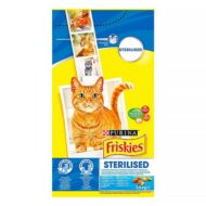 Állateledel száraz PURINA Friskies Sterilcat ivartalanított macskáknak lazaccal és zöldségekkel 1,5kg