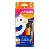 Színes ceruza NEBULO kétvégű háromszögletű 12 db/készlet