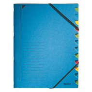 Előrendező LEITZ kék karton 12 részes színelválasztós