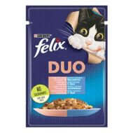 Állateledel alutasakos FELIX Fantastic Duo macskáknak lazac-szardínia aszpikban 85g