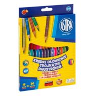 Színes ceruza ASTRA háromszögletű duó kétvégű hegyezővel 18 darabos 36 színű