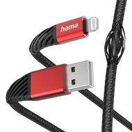 Adatkábel HAMA Extreme USB 2.0/Lightning 1,5m fekete-piros