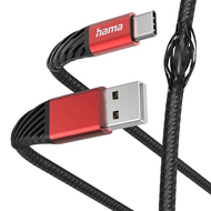 Adatkábel HAMA Extreme USB 2.0/Type-C 1,5m fekete-piros