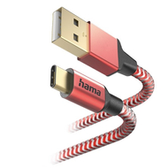 Adatkábel HAMA Reflective USB/USB-C 1,5m piros