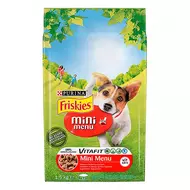 Állateledel száraz PURINA Friskies Vitafit Mini menü kutyáknak marhahússal és zöldséggel 1,5kg
