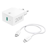 Hálózati adapter HAMA USB-C 20W + Lightning kábel fehér