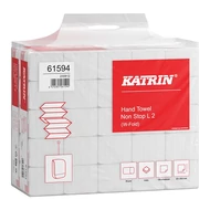Kéztörlő hajtogatott KATRIN W Non Stop L2 32x20 cm 120 lap 2 rétegű fehér 25 csom/zsák