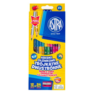 Színes ceruza ASTRA háromszögletű duo kétvégű 12 darabos 24 színű