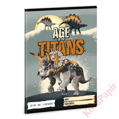 Füzet ARS UNA A/5 32 lapos vonalas 12-32 III. osztályos Age Of The Titans