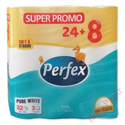 Toalettpapír PERFEX 3 rétegű 24+8 tekercses