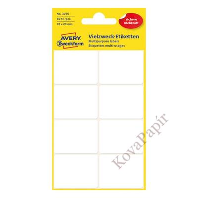 Etikett AVERY 3075 32x23 mm fehér univerzális 60 címke/doboz 6 ív/doboz