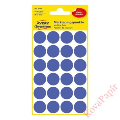 Etikett AVERY 3596 öntapadó jelölőpont indigókék 18mm 96 jelölőpont/csomag