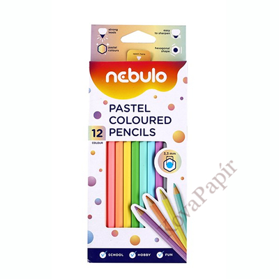 Színes ceruza NEBULO hatszögletű 12 db/készlet pasztell színek