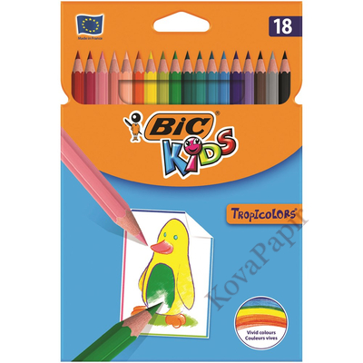 Színes ceruza BIC Kids Tropicolors hatszögletű 18 db/készlet