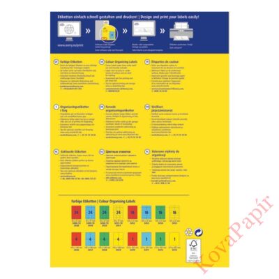 Etikett AVERY 3451-10 70x37mm univerzális sárga 240 címke/doboz 10 ív/doboz