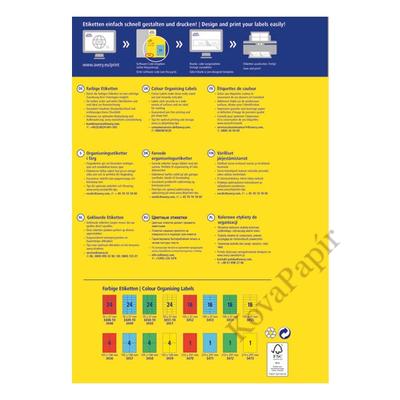 Etikett AVERY 3451-10 70x37mm univerzális sárga 240 címke/doboz 10 ív/doboz