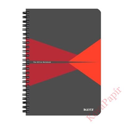 Spirálfüzet LEITZ Office A/5 karton borítóval 90 lapos kockás piros