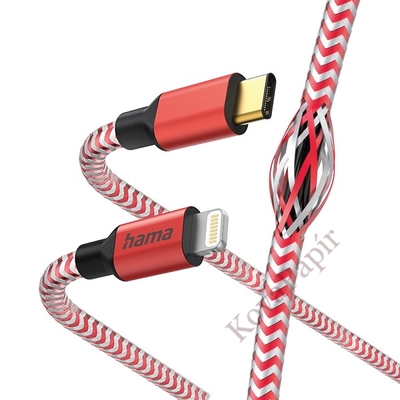 Adatkábel HAMA Reflective USB-C/Lightning 1,5m piros