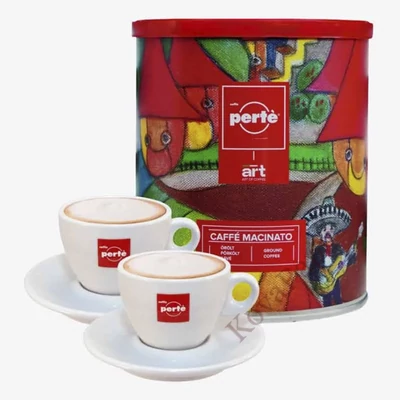 Ajándékcsomag CAFFÉ PERTÉ Art Coffee őrölt kávé + csésze szett