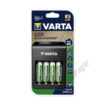 Akkumulátor töltő VARTA LCD Plug + 4 db AA 2100 mAh