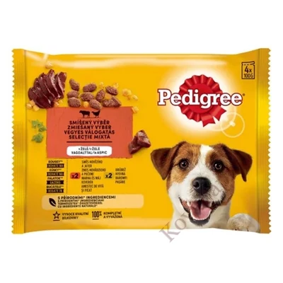 Állateledel alutasakos PEDIGREE Adult kutyáknak 4-pack marha-baromfi válogatás 4x100 g