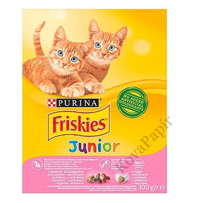Állateledel száraz PURINA Friskies Junior macskáknak csirkével, zöldségkkel és tejjel 300 g