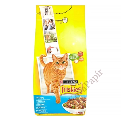 Állateledel száraz PURINA Friskies macskáknak lazaccal és zöldségekkel 1,7kg