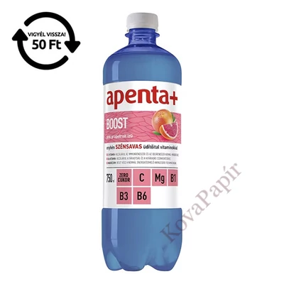 Ásványvíz szénsavas APENTA+ Boost pink grapefruit ízű 0,75L DRS