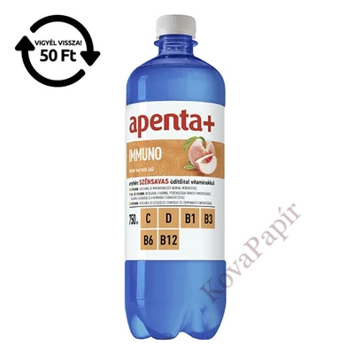 Ásványvíz szénsavas APENTA+ Immuno fehér barack ízű 0,75L DRS