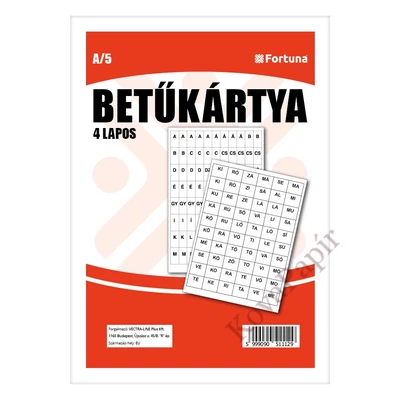 Betűkártya VECTRALINE 4 lapos