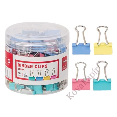 Binder csipesz DELI 15 mm színes 60 darabos