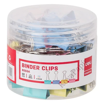 Binder csipesz DELI 19 mm színes 40 darabos