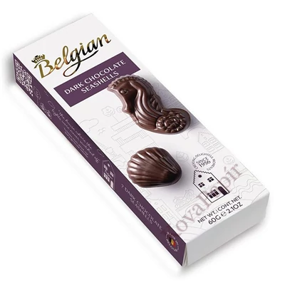Csokoládé BELGIAN Seashells Dark tengergyümölcse étcsokoládés desszert 60 g