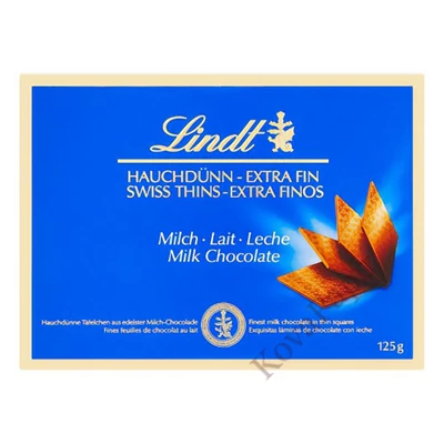 Csokoládé LINDT Thins Milk tejcsokoládé lapocskák 125 g