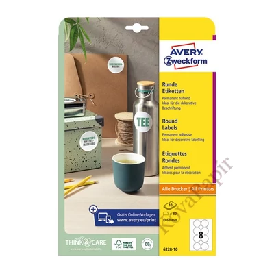 Etikett AVERY L6228-10  69 mm univerzális kör 10 lapos