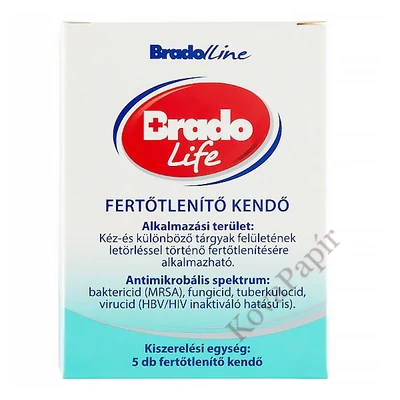Fertőtlenítő törlőkendő BRADOLIFE 1-vel csomagolt 5 darabos