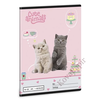 Füzet vonalas ARS UNA A/5 32 lapos 14-32 1.osztályos Cute Animals-Tea Party
