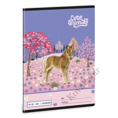 Füzet vonalas ARS UNA A/5 32 lapos 12-32 3.osztályos Cute Animals-Horse