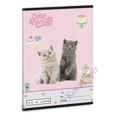 Füzet vonalas ARS UNA A/5 32 lapos 12-32 3.osztályos Cute Animals-Tea Party