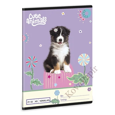 Füzet vonalas ARS UNA A/5 32 lapos 21-32 4-8.osztályos Cute Animals-Aussie
