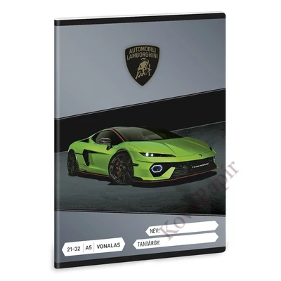 Füzet vonalas ARS UNA A/5 32 lapos 21-32 4-8.osztályos Lamborghini 5522
