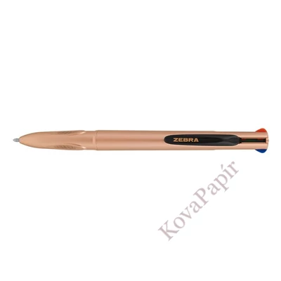 Golyóstoll ZEBRA Smooth nyomógombos négyszínű 0,7 mm rózsa arany