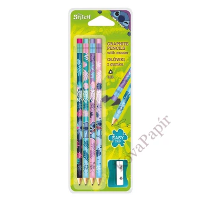 Grafitceruza COOLPACK Lilo és Stitch háromszögletű radíros HB 4 darabos