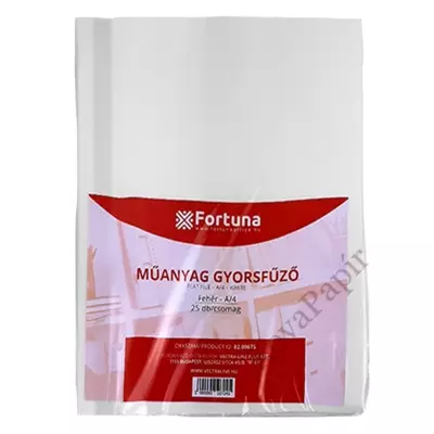 Gyorsfűző FORTUNA műanyag fehér 25 db/csomag