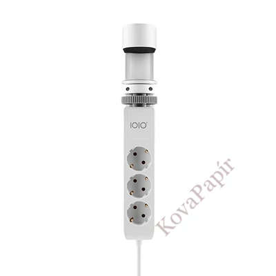 Kábel hosszabbító IOIO asztalhoz rögzíthető 3 aljzat 1,5m, 2xUSB-A, 1xUSB-C fehér