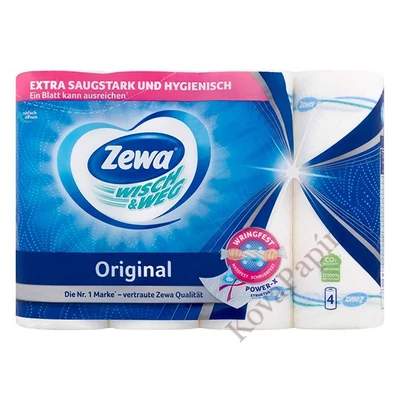 Kéztörlő tekercses háztartási ZEWA Wisch & Weg Original 4 tekercses 2 rétegű